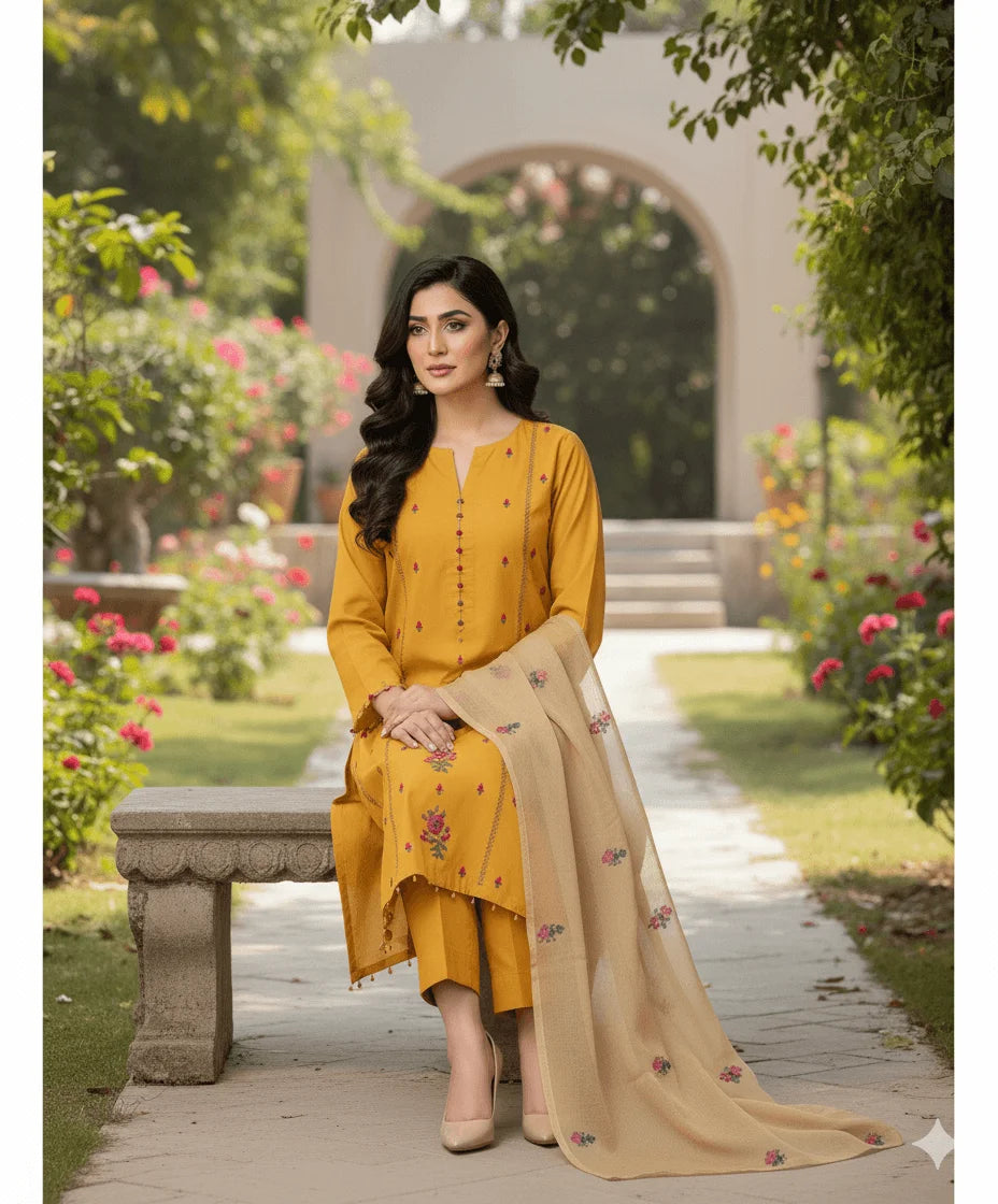 Zahra Bloom 3-Piece Unstitched Suit