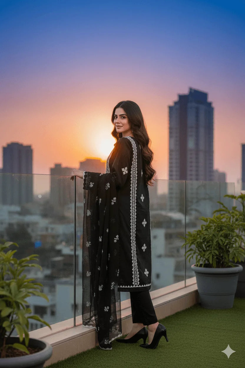 Zarrah Embroidered 3-Piece Suit – Unstitched