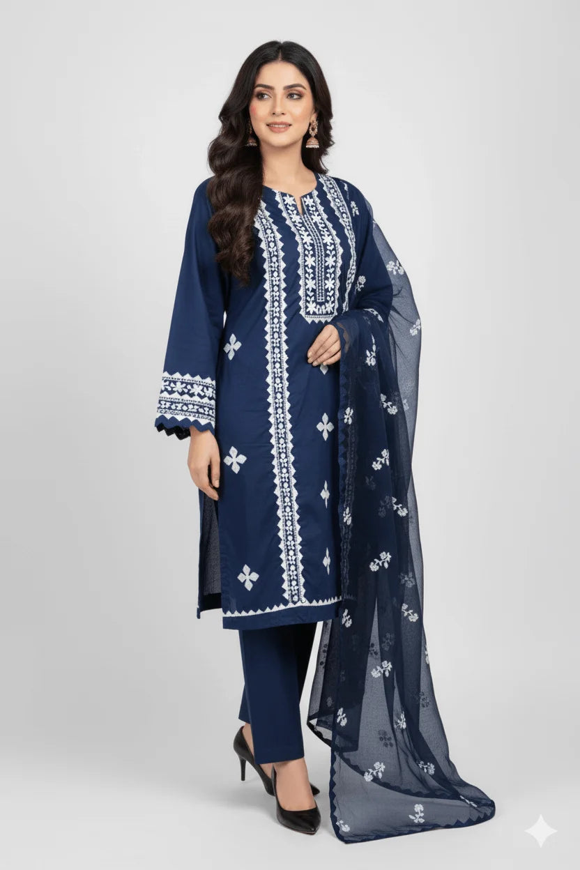 Zarrah Embroidered 3-Piece Suit – Unstitched