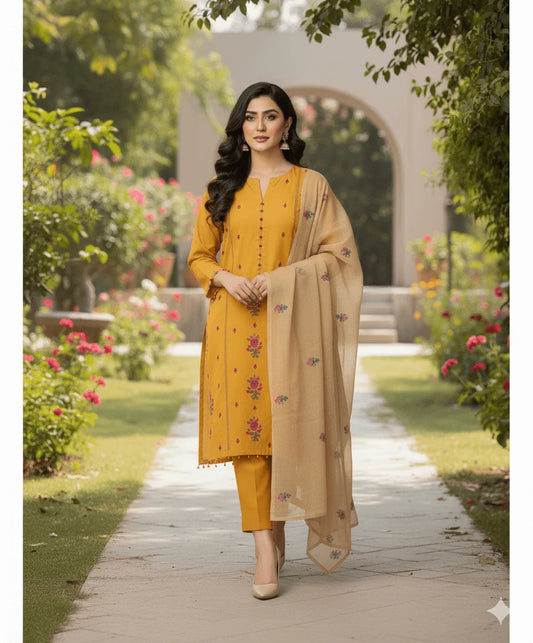 Zahra Bloom 3-Piece Unstitched Suit